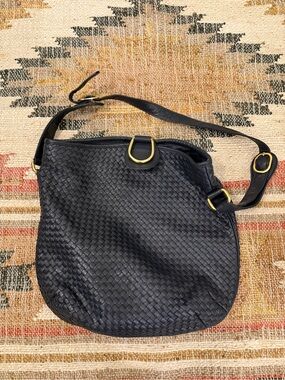 Vintage Ganson Woven Leather Bucket Bag / Shoulder Bag 🖤✨